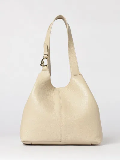 Coccinelle C-me Easy Hammered Leather Bag In Neutral