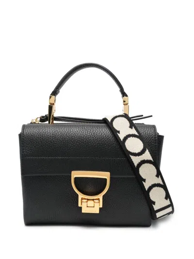Coccinelle Logo-strap Shoulder Bag In Black