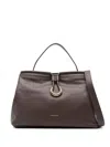 Coccinelle Structured Brown Calfskin Handbag With Gold-tone Detail In Brown