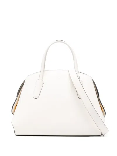 Coccinelle Handle Leather Tote Bag In White