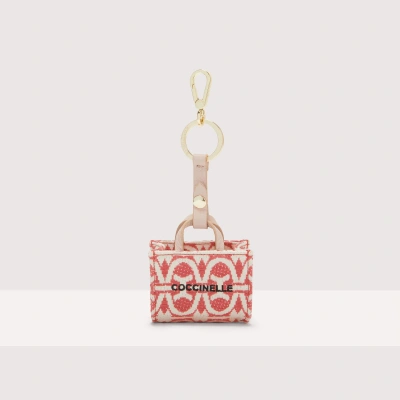 Coccinelle Jacquard Monogram Fabric And Metal Key Ring Micro Never Without Bag Monogram In Mult.pot/new Pi