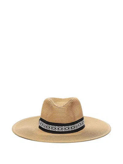 Coccinelle Jolanda Monogram-detail Raffia Hat In Neutral