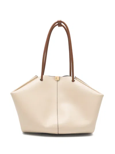 Coccinelle Kamy Leather Tote Bag In Neutral
