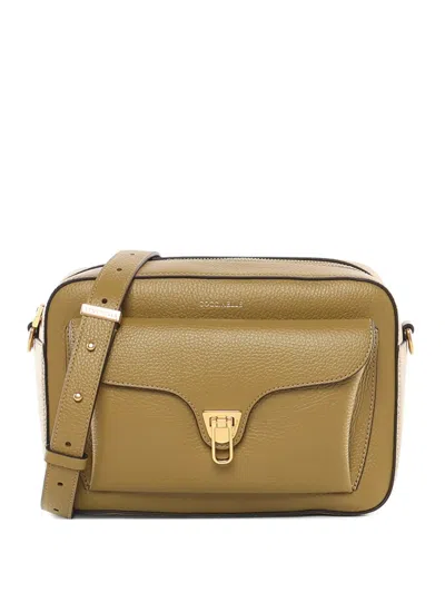 Coccinelle Large Beat Leather Tote Bag In Green