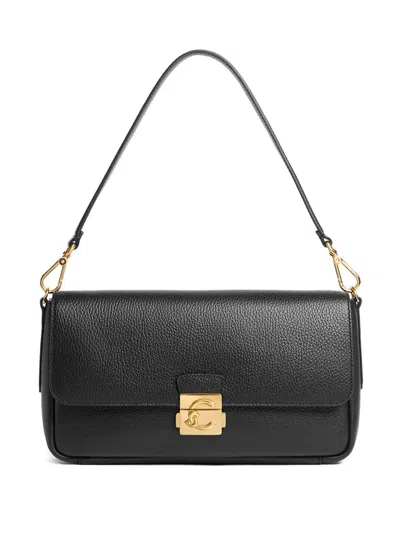 Coccinelle Large C-me Lock Turnlock Shoulder Bag In Black