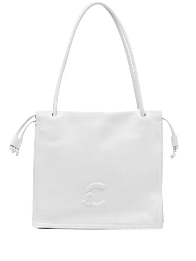 Coccinelle Large Dulse Embossed-logo Tote Bag In Gray