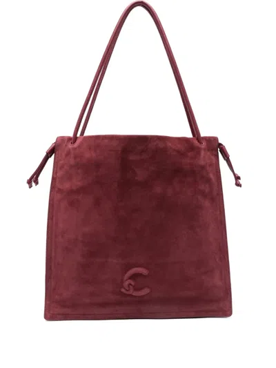 Coccinelle Large Dulse Suede Tote Bag In Purple