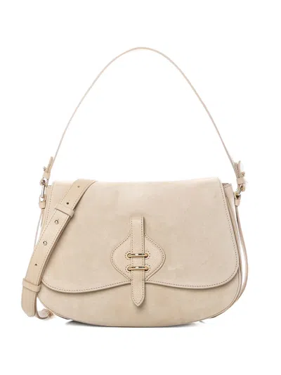 Coccinelle Large Mavery Leather Shoulder Bag In Neutral