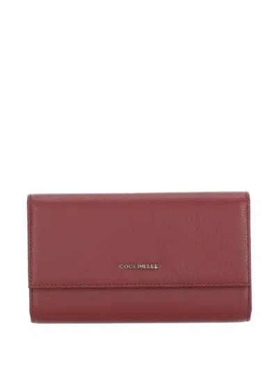 Coccinelle Large Metallic Wallet In Burgundy