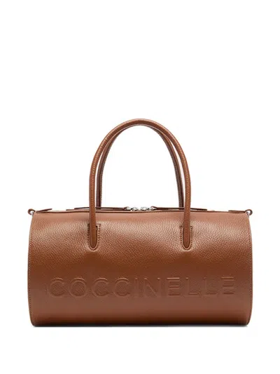 Coccinelle Large Myrtha Maxi-logo Crossbody Bag In Brown