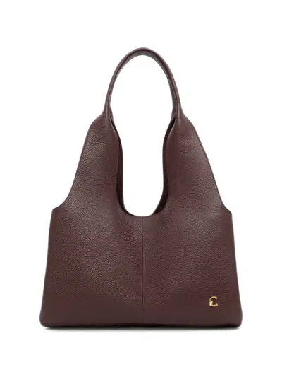 Coccinelle Large Nell Grained Leather Tote Bag In Brown
