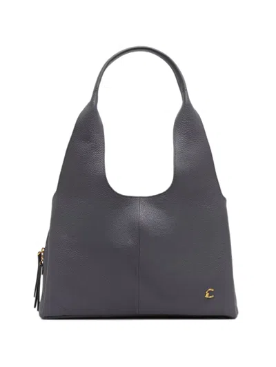 Coccinelle Large Nell Logo-plaque Pebbled-leather Tote Bag In Gray
