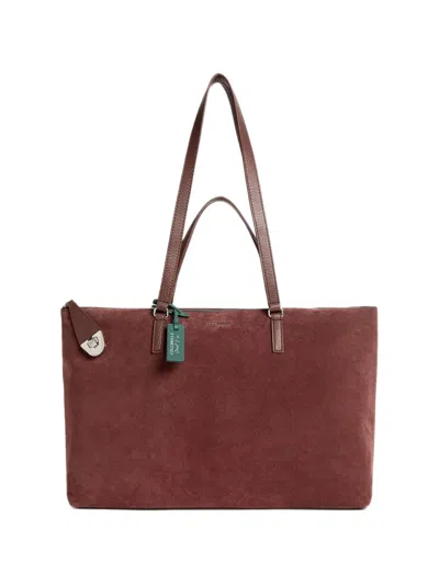 Coccinelle Large Smart To Go Beat Suede Leather Tote Bag In Burgundy