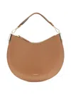Coccinelle Large Sunup Half-moon Calfskin Shoulder Bag In Brown