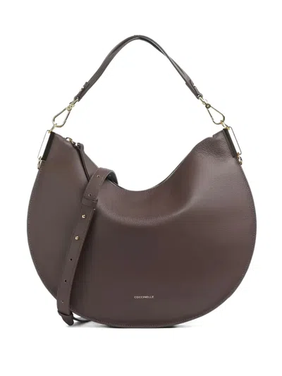 Coccinelle Large Sunup Leather Shoulder Bag In Brown