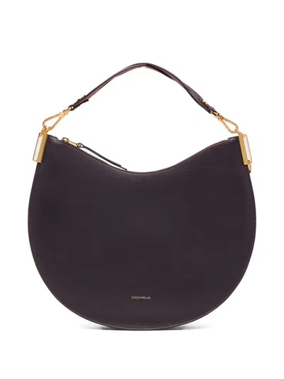 Coccinelle Large Sunup Leather Shoulder Bag In Purple