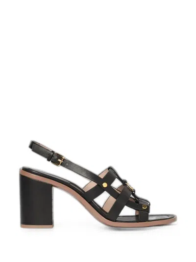 Coccinelle Leahter Heeled Sandals In Black