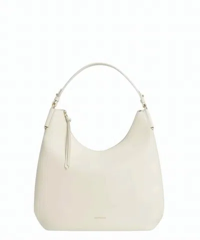 Coccinelle Leather Adjustable Strap Zip Shoulder Bag In White