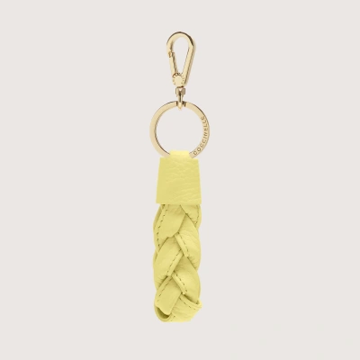 Coccinelle Leather And Metal Key Ring Boheme In Lime Wash