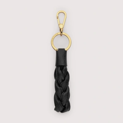 Coccinelle Leather And Metal Key Ring Boheme In Noir