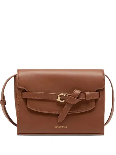 Coccinelle Leather Belt-buckle Shoulder Bag In Brown