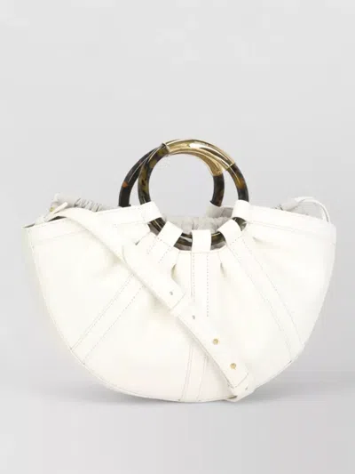 Coccinelle Shell Large Leather Bag With Pearl Handles In Multi