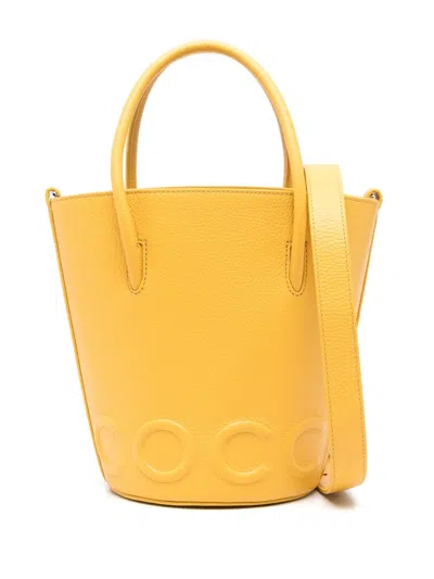 Coccinelle Leather Bucket Hat In Yellow