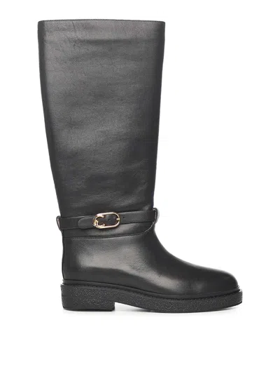 Coccinelle Vintage-effect Leather Ankle Boots C-saddle Vintage In Black