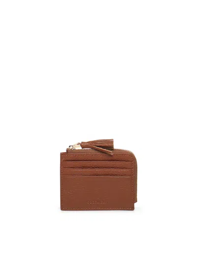 Coccinelle Leather Card Holder In Brown