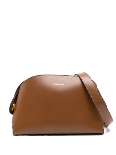 Coccinelle Leather Clutch Bag In Brown