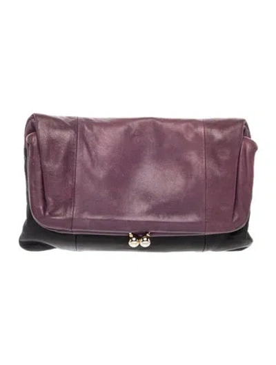 Pre-owned Coccinelle Leather Clutch In Purple