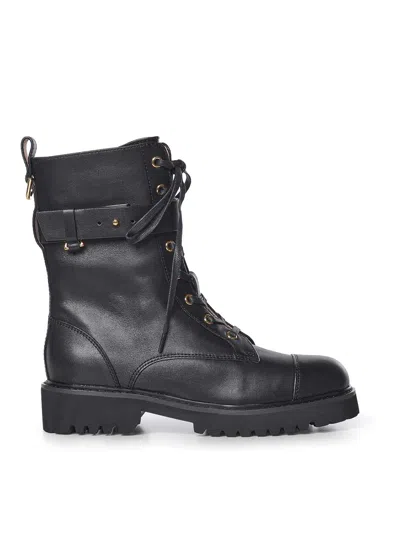 Coccinelle Leather Combat Boots In Black