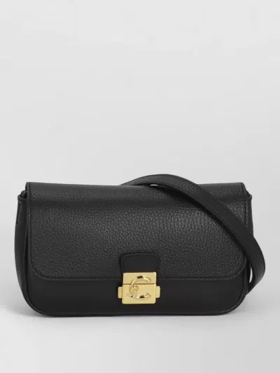Coccinelle Leather Crossbody Bag Adjustable Shoulder Strap In Black