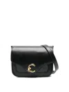 Coccinelle Structured Black Vitello Leather Shoulder Bag In Black