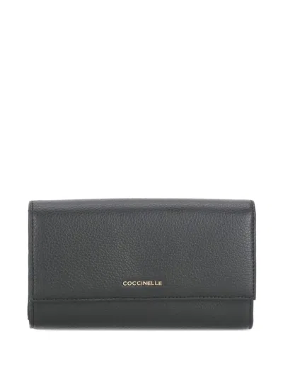 Coccinelle Leather Flap Wallet In Gray