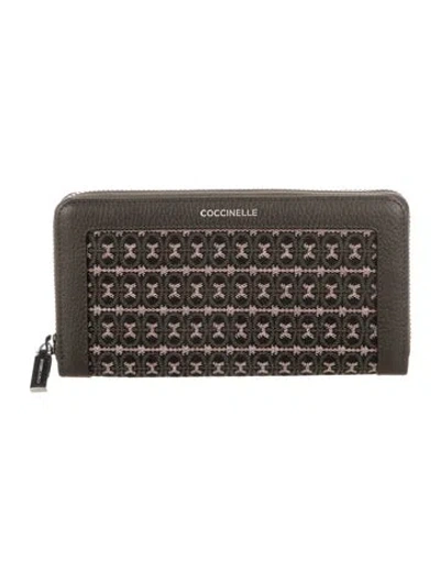 Pre-owned Coccinelle Leather Printed Continental Wallet In Green