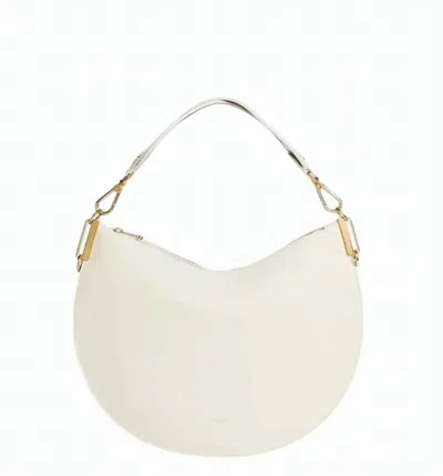 Coccinelle Leather Rounded Shape Removable Handle Bag In White