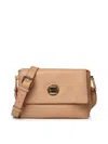 Coccinelle Leather Shoulder Bag In Beige