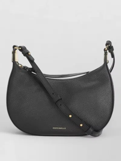 Coccinelle Leather Shoulder Bag Gold Tone Hardware In Black