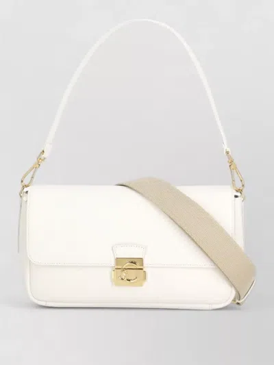 Coccinelle Leather Shoulder Bag Top Handle Strap In Metallic