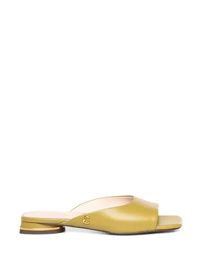 Coccinelle Leather Square-toe Sandals In Yellow