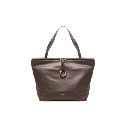 Coccinelle Leather Tote Bag In Brown
