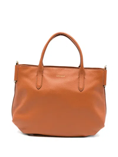 Coccinelle Leather Tote Bag In Orange