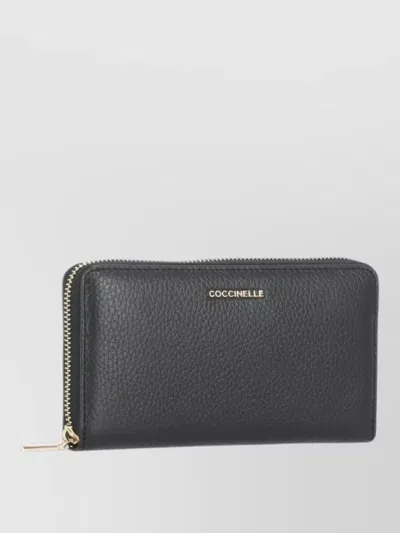 Coccinelle Large Pebbled Leather Wallet In Black