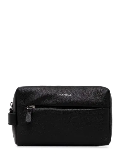 Coccinelle Leather Wash Bag In Black