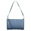 Coccinelle Leather Shoulder Bag Removable Handle Strap In Blue