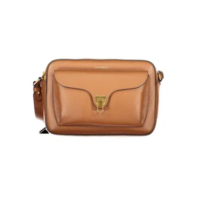 Coccinelle Small Beat Grained Leather Cross Body Bag In Brown