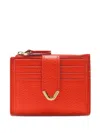 Coccinelle Leather Zip Cardholder In Red