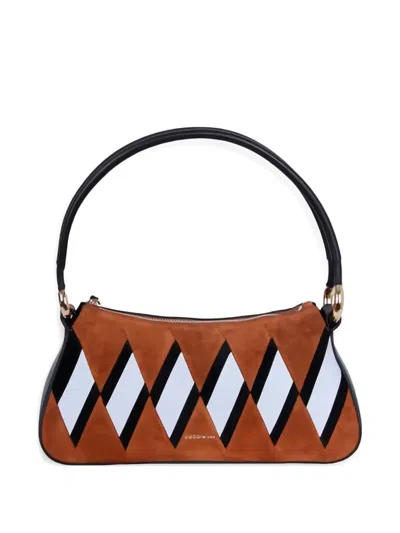 Coccinelle Lisbet Diamond-pattern Shoulder Bag In Brown