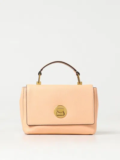 Coccinelle Liya Bag In Grained Leather With Shoulder Strap In Peach
